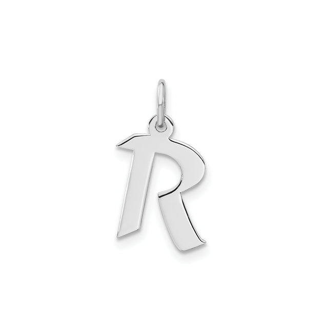 Sterling Silver Initial R Pendant Charm, Bold Block Letter Design for Women or Unisex Wear