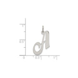 Sterling Silver Initial Pendant with Cursive Letter A, Script Monogram Charm for Women