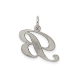 Sterling Silver Initial B Pendant Charm, Polished Script Letter Design for Women or Unisex