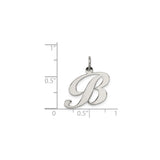 Sterling Silver Initial B Pendant Charm, Polished Script Letter Design for Women or Unisex