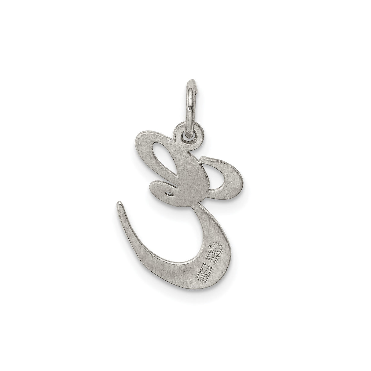 Sterling Silver Initial E Pendant, Cursive Letter Charm with Polished Finish
