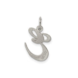 Sterling Silver Initial E Pendant, Cursive Letter Charm with Polished Finish