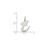 Sterling Silver Initial E Pendant, Cursive Letter Charm with Polished Finish