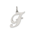 Sterling Silver Script Initial F Pendant, Cursive Letter Charm for Necklace or Bracelet
