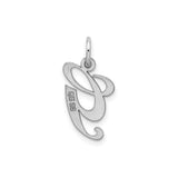 Sterling Silver Initial G Pendant Charm, Script Letter Design, Minimalist Monogram Jewelry