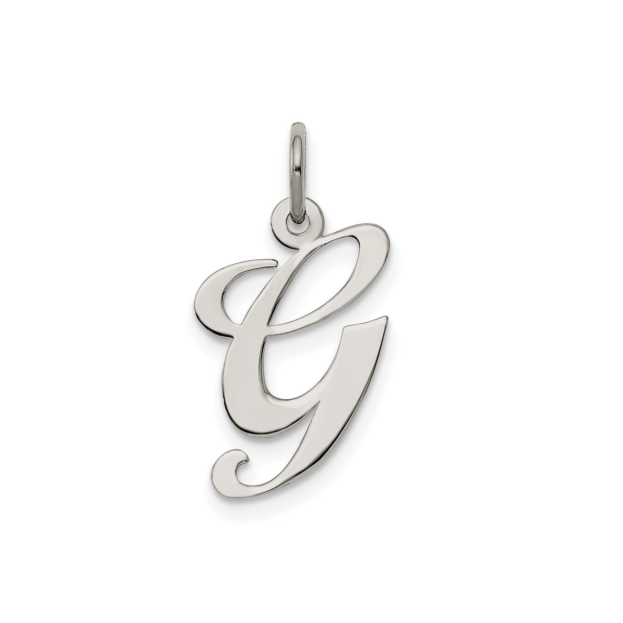 Sterling Silver Initial G Pendant Charm, Script Letter Design, Minimalist Monogram Jewelry