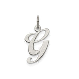 Sterling Silver Initial G Pendant Charm, Script Letter Design, Minimalist Monogram Jewelry