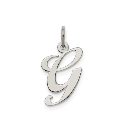 Sterling Silver Initial G Pendant Charm, Script Letter Design, Minimalist Monogram Jewelry