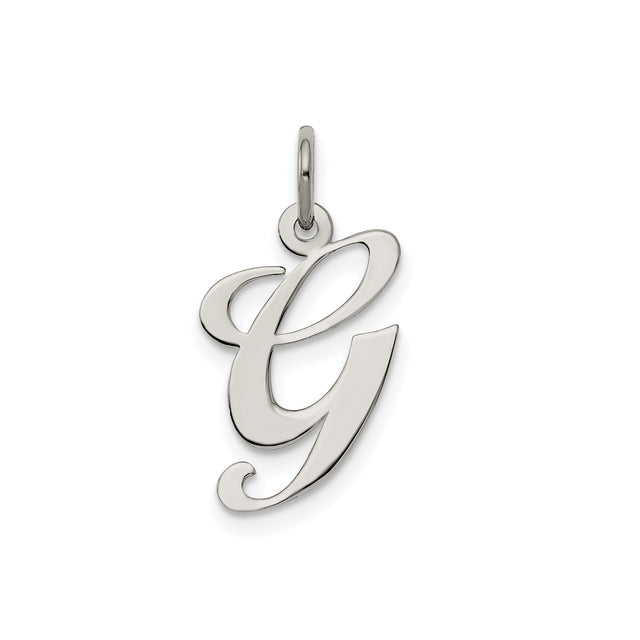 Sterling Silver Initial G Pendant Charm, Script Letter Design, Minimalist Monogram Jewelry