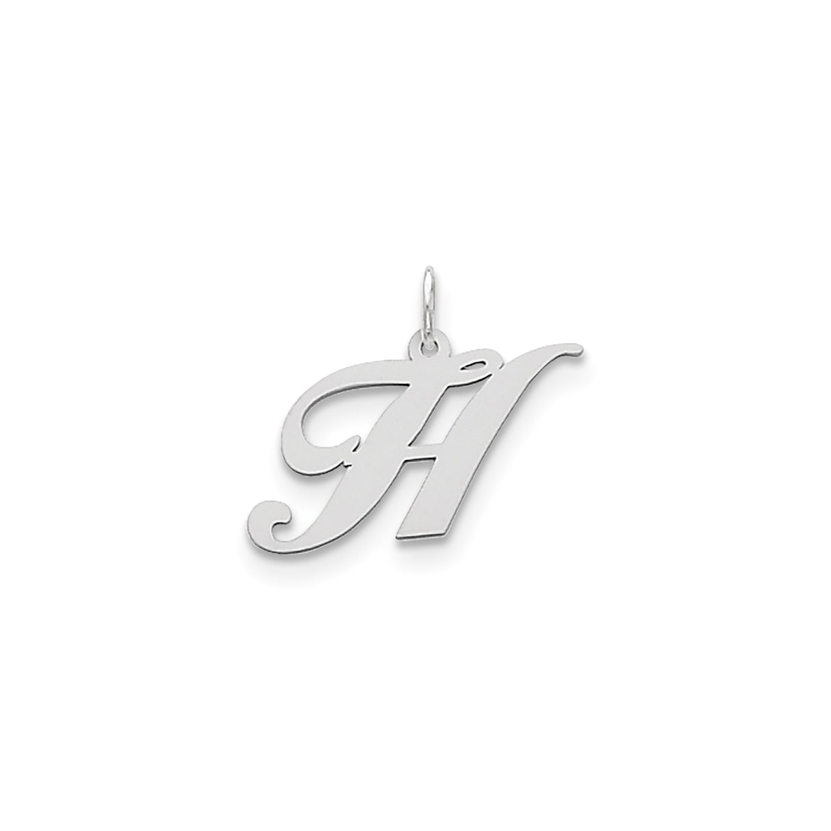 Sterling Silver Initial H Pendant, Script Letter Charm, Dainty Monogram Jewelry for Women