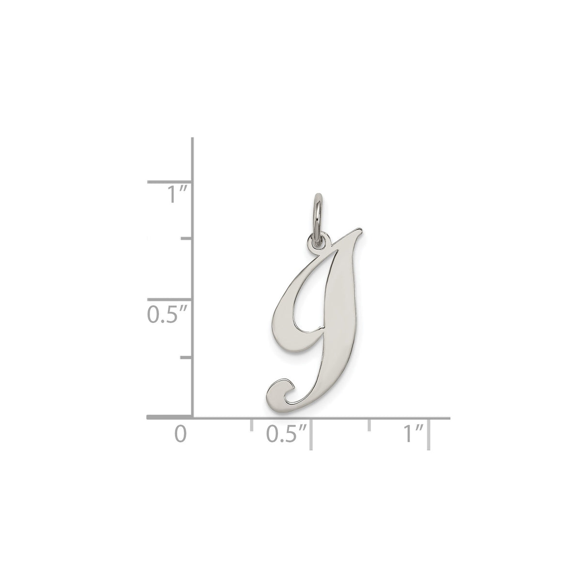 Sterling Silver Initial J Pendant, Polished Script Letter Charm for Women or Unisex Wear