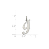 Sterling Silver Initial J Pendant, Polished Script Letter Charm for Women or Unisex Wear