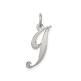 Sterling Silver Letter J Pendant, Script Initial Charm, Lightweight Monogram Jewelry