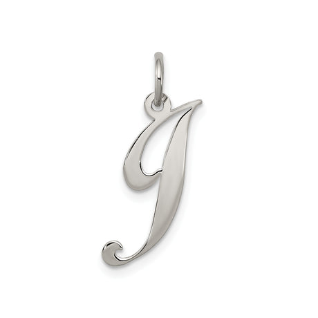 Sterling Silver Letter J Pendant, Script Initial Charm, Lightweight Monogram Jewelry