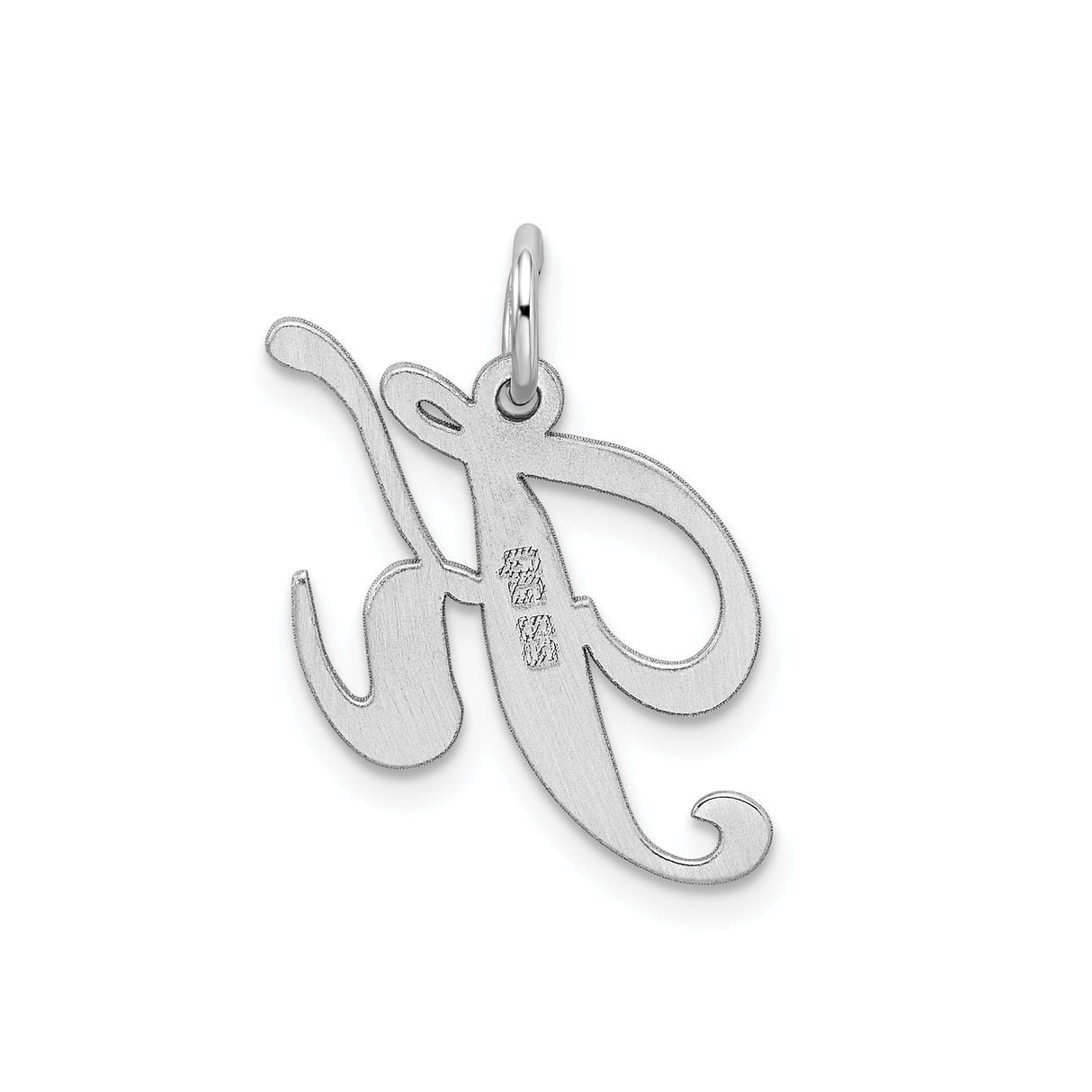 Sterling Silver Script Initial K Pendant Charm, Polished Cursive Monogram Design for Women