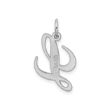 Sterling Silver Initial L Pendant, Polished Script Letter Charm, Dainty Monogram Jewelry for Women