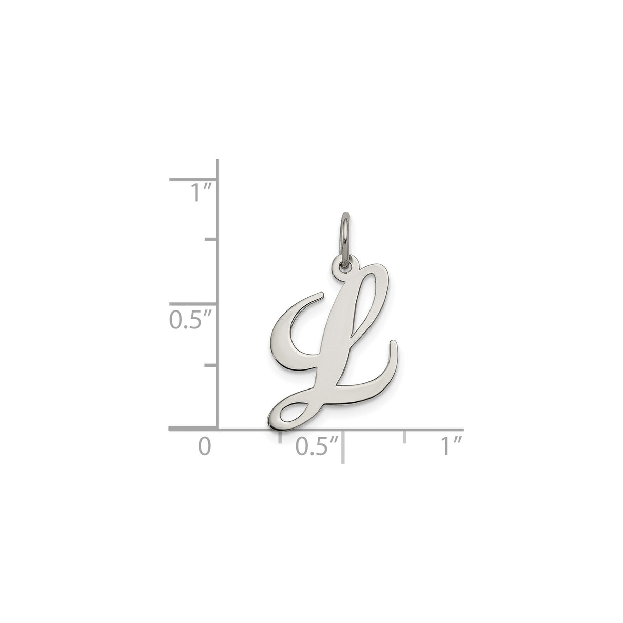 Sterling Silver Initial L Pendant, Polished Script Letter Charm, Dainty Monogram Jewelry for Women