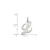 Sterling Silver Initial L Pendant, Polished Script Letter Charm, Dainty Monogram Jewelry for Women
