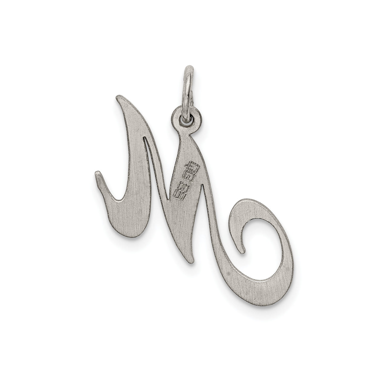 Sterling Silver Letter M Pendant, Script Cursive Alphabet Charm for Women