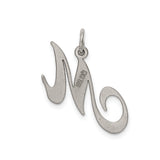 Sterling Silver Letter M Pendant, Script Cursive Alphabet Charm for Women