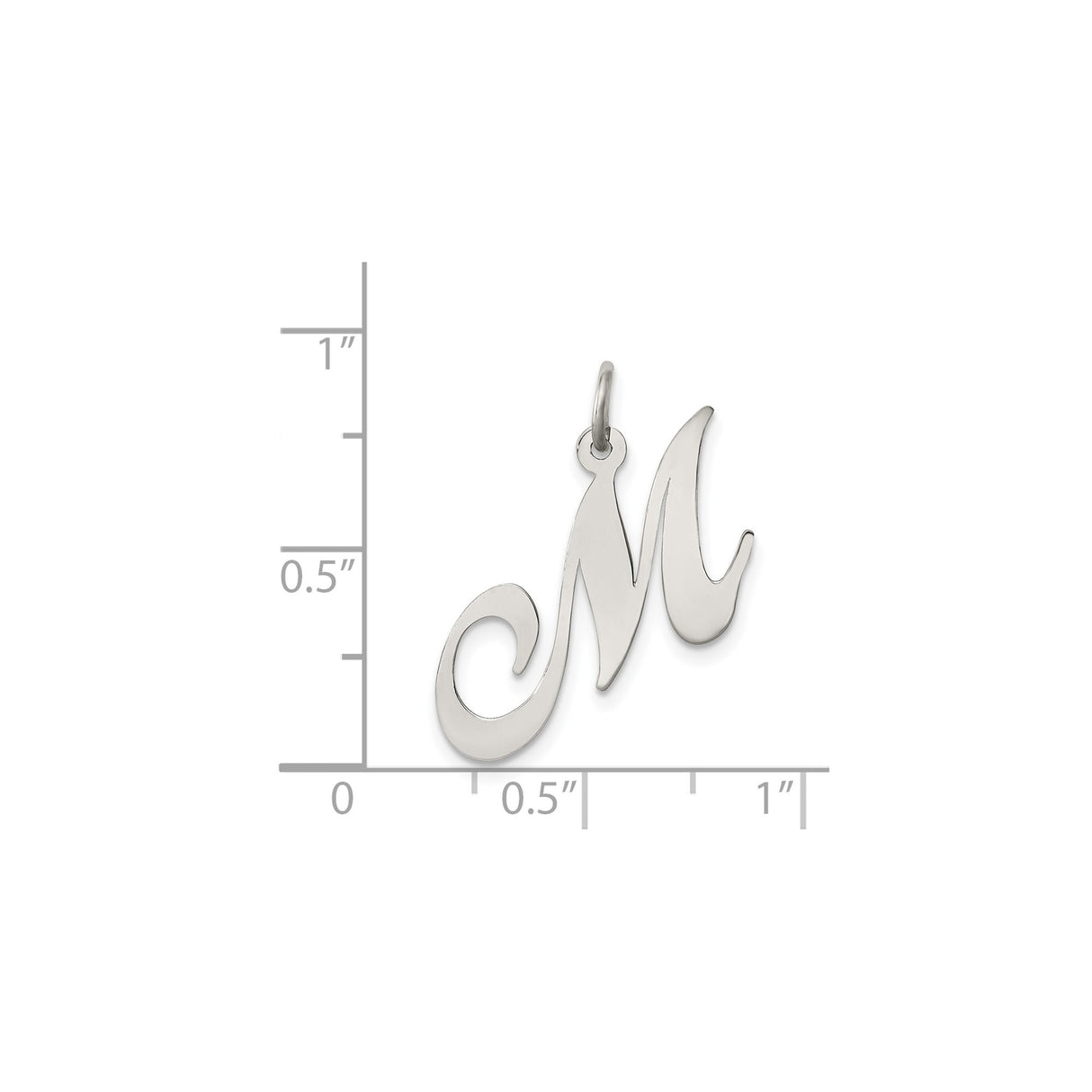 Sterling Silver Letter M Pendant, Script Cursive Alphabet Charm for Women