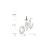 Sterling Silver Letter M Pendant, Script Cursive Alphabet Charm for Women