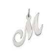 Sterling Silver Letter M Pendant, Script Cursive Alphabet Charm for Women