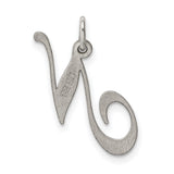 Medium Fancy Script Initial N Charm Pendant in Real 925 Sterling Silver