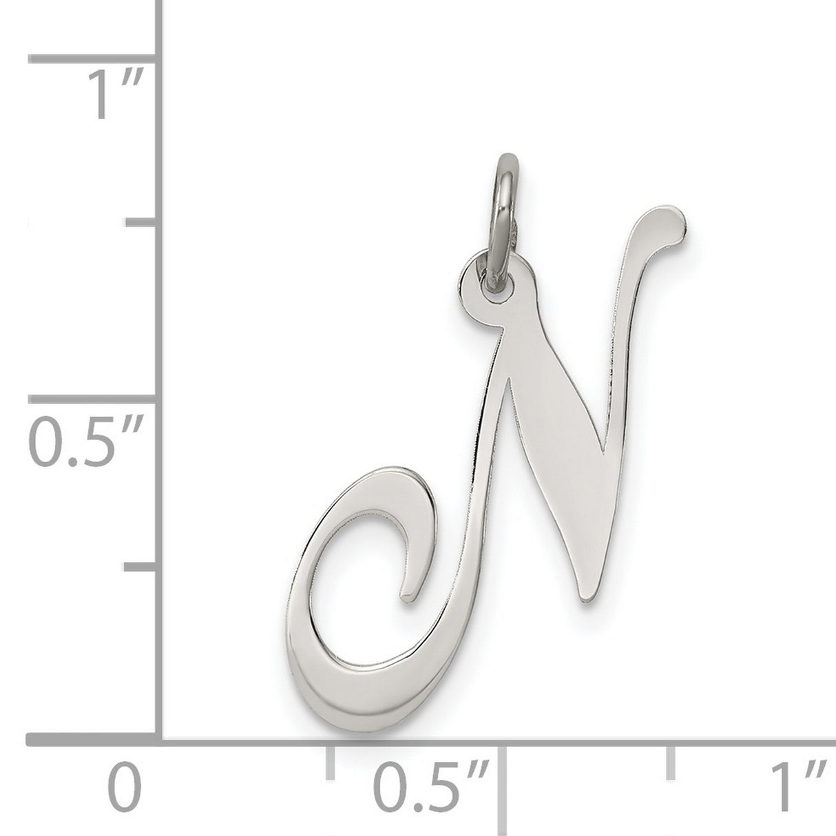 Medium Fancy Script Initial N Charm Pendant in Real 925 Sterling Silver