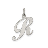 Sterling Silver Initial Pendant, Script Letter R Charm, Dainty Monogram Jewelry for Women