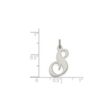 Sterling Silver Initial S Pendant, Polished Script Letter Charm for Women