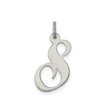 Sterling Silver Initial S Pendant, Polished Script Letter Charm for Women
