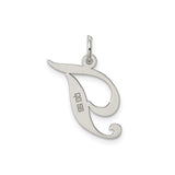 Sterling Silver Letter J Pendant, Script Initial Charm for Women
