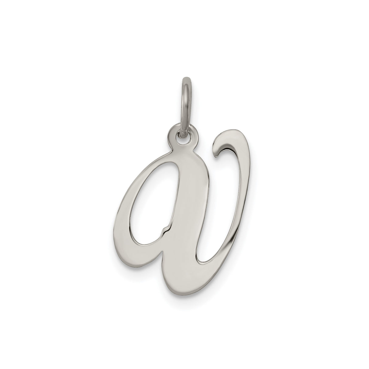Sterling Silver Script Initial A Pendant, Polished Monogram Letter Charm for Women