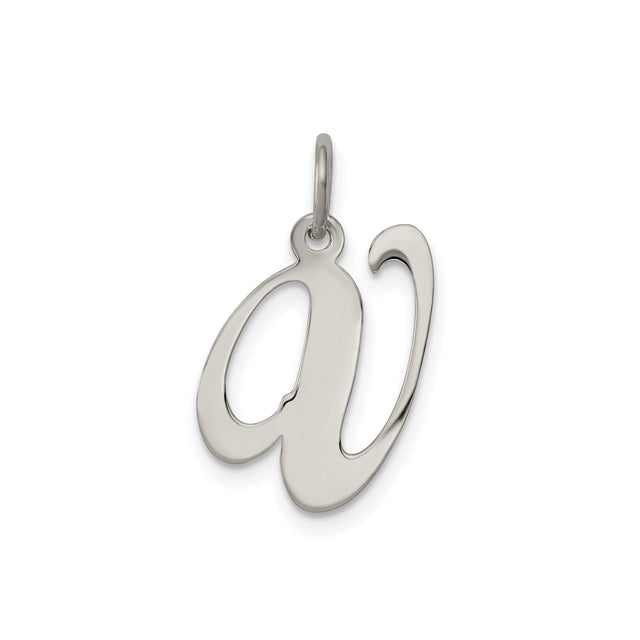 Sterling Silver Script Initial A Pendant, Polished Monogram Letter Charm for Women