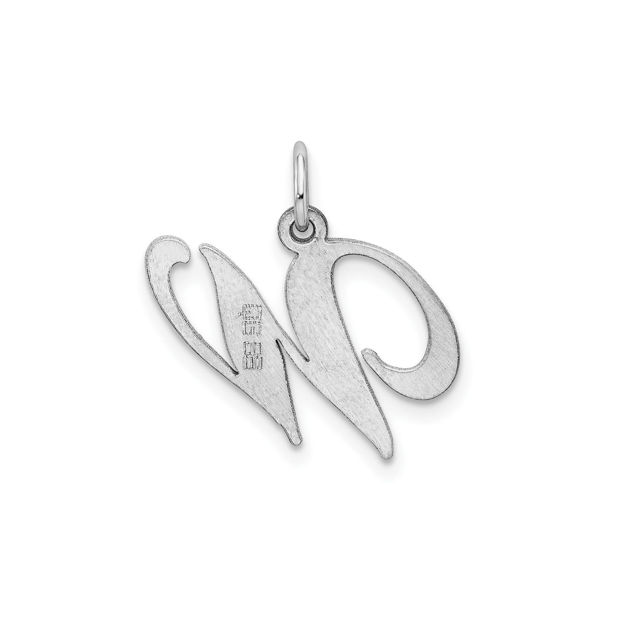 Sterling Silver W Pendant with Polished Script Initial Design, Alphabet Charm for Women or Unisex Wear