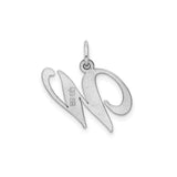 Sterling Silver W Pendant with Polished Script Initial Design, Alphabet Charm for Women or Unisex Wear