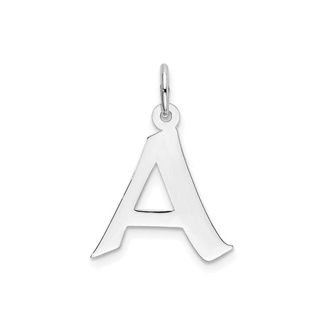 Sterling Silver Letter A Pendant Charm, Polished Alphabet Jewelry, Minimalist Style