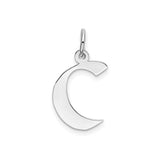 Sterling Silver Initial C Pendant, Polished Block Letter Charm, Modern Minimalist Style