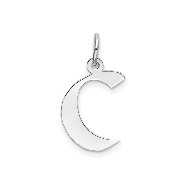Sterling Silver Initial C Pendant, Polished Block Letter Charm, Modern Minimalist Style