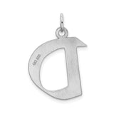 Sterling Silver Letter D Pendant Charm, Block Style Initial with Polished Finish