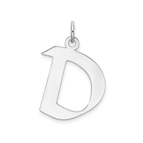 Sterling Silver Letter D Pendant Charm, Block Style Initial with Polished Finish