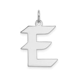 Sterling Silver Letter E Pendant Charm, Bold Block Initial Design, Unisex Alphabet Jewelry