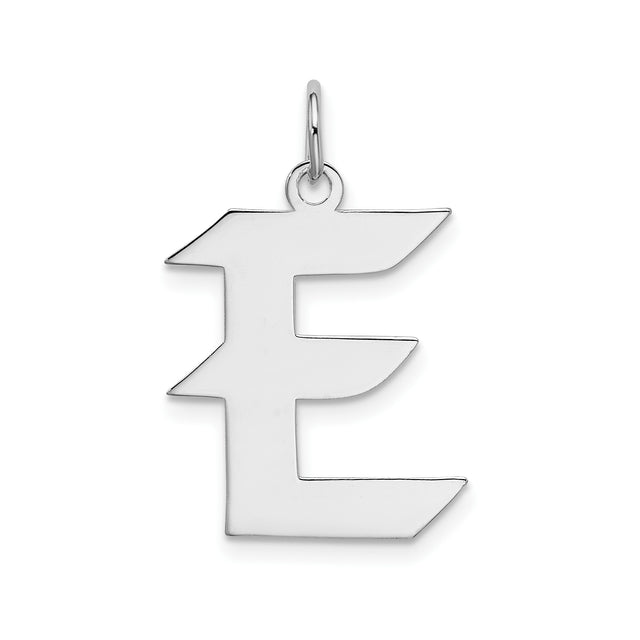 Sterling Silver Letter E Pendant Charm, Bold Block Initial Design, Unisex Alphabet Jewelry