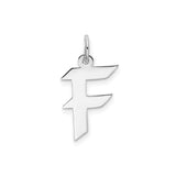 Sterling Silver Letter F Pendant, Modern Block Initial Design, Unisex Charm