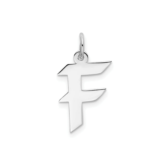 Sterling Silver Letter F Pendant, Modern Block Initial Design, Unisex Charm