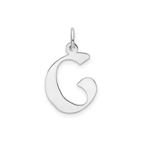 Sterling Silver Letter G Pendant Charm with Polished Script Design