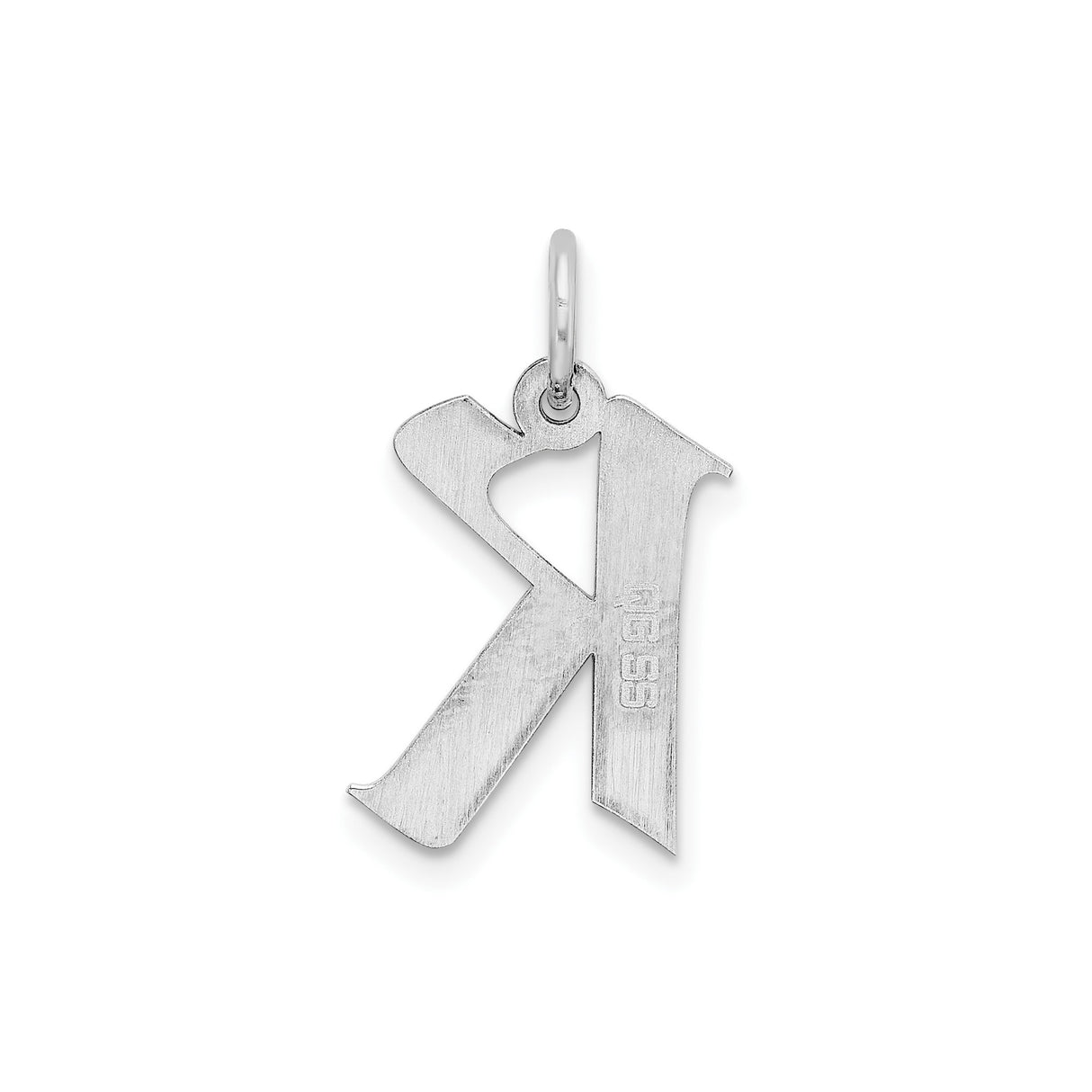 Sterling Silver Initial K Pendant, Polished Block Letter Charm, Unisex Monogram Jewelry
