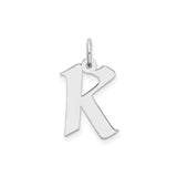 Sterling Silver Initial K Pendant, Polished Block Letter Charm, Unisex Monogram Jewelry