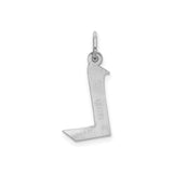 Sterling Silver Letter L Pendant Charm, Polished Block Initial Design for Women or Unisex Use